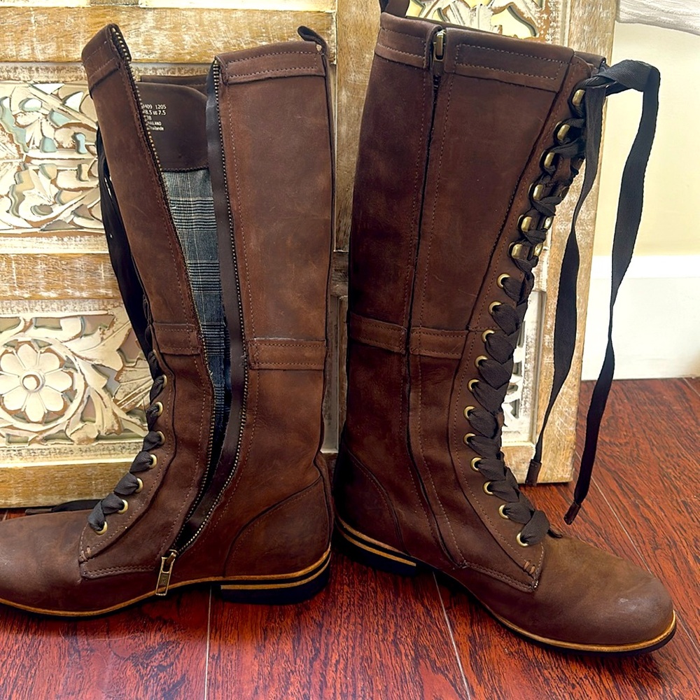 J Shoes brown leather boots U S 7.5 made in Thailand.